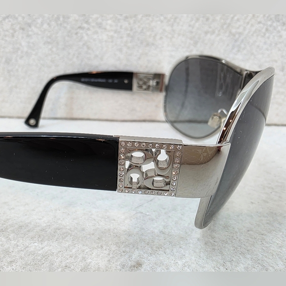 Coach Aviator Women's Sunglasses HC 7005B Black Silver Rhinestones L016 Reagan - Picture 9 of 16